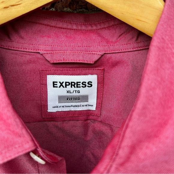 Express Fitted Glare Like Red Button Down Dress Shirt - Picture 3 of 3